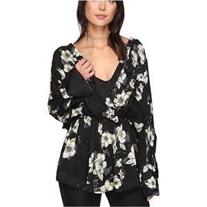 Free people black floral blouse/tunic